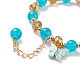 Bracelet extensible en perles de verre rondes avec breloque papillon en alliage pour femme BJEW-JB08232-7
