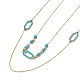 Enamel Charms Double Layer Necklace with Synthetic Turquoise Beaded NJEW-P269-20D-G-2