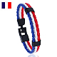 旗色イミテーション レザー トリプル ライン コード ブレスレット合金クラスプ  男性女性のためのフランスのテーマのジュエリー  ブルー  8-1/4インチ（21cm） GUQI-PW0001-087H-1