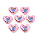 Flower Printed Opaque Acrylic Heart Beads SACR-S305-28-H02-1