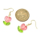 Heart Flower Glass & Lampwork Dangle Earrings EJEW-JE05324-4
