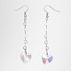 Heart Glass Dangle Earrings EJEW-JE01738-02-2