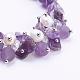 Natural Gemstone Chip & Frosted Round Beaded Bracelets BJEW-JB03270-3