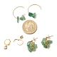 3 Pairs 3 Style Natural Green Aventurine Chips Beaded Cluster Dangle Stud & Leverback Earrings EJEW-JE04895-05-3
