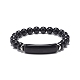Bracelet extensible en perles d'obsidienne naturelle BJEW-JB08879-02-1
