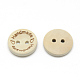 印刷された木製の縫製ボタン  2穴  フラットラウンド  ナバホホワイト  20x4mm  穴：2mm  約100個/袋 BUTT-Q036-12-2