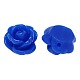 不透明なバラの花の樹脂ビーズ  ブルー  9x7mm  穴：1mm X-CRES-B1029-A39-1
