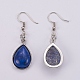 Boucles d'oreilles avec pendentif en lapis-lazuli naturel EJEW-F133-02E-2