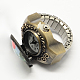 アイアン製ストレッチリングクォーツ時計  合金の腕時計の文字盤とプリント鉄のパーツと  ミックスカラー  18mm  ダイヤル時計：直径20mm  ウオッチフェス：12mm RJEW-R119-03-3