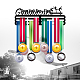 Ph pandahall メダル ハンガー ホルダー ディスプレイ ラック 体操 メダル ハンガー アワード リボン チア 3 ライン スポーツ アワード ラック ウォール マウント アイアン フレーム 50 個以上のメダル ネックレス ジュエリー 15.75 インチ ODIS-WH0021-062-5