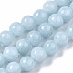 Naturchalcedon Perlenstränge, Nachahmung Aquamarin, gefärbt und erhitzt, Runde, 8~9 mm, Bohrung: 1 mm, ca. 45~48 Stk. / Strang, 15.7 Zoll
