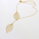 Simple Hollow Leaf Alloy Lariat Necklaces NJEW-N0052-002B-2