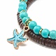 Ensemble de bracelets extensibles en perles de noix de coco naturelles et de turquoise synthétique (teintes) BJEW-JB07168-9