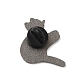 合金ブローチ  エナメルピン  バックパック用生地  バラを持つ猫  ブラック  29x24.5x1.5mm JEWB-D014-09B-02-2