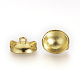 チベットスタイルの合金ビーズキャップベイル  フラットラウンドい猫耳付き  ゴールドカラー  7x15x13.5mm  穴：2.5mm  内径：12mm X-TIBE-S308-46G-2