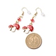 Champignon en alliage d'émail rouge avec boucles d'oreilles pendantes en perles de verre EJEW-JE05049-4