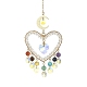 Chakra Gemstone & Brass Heart Pendant Decorations HJEW-TA00073-1