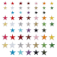 Fingerinspire 57 Stück Stern-Stickerei-Aufnäher zum Aufbügeln (3 Größen)., 59 mm/48 mm/39 mm), 19 Farben, kleine 5-Sterne-Nähapplikationen, Verzierungen für Kleidung, Jacken, Rucksäcke, Reparaturdekorationen