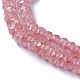 Brins de perles de verre de quartz de cerise galvanoplastie G-F627-08-A-3
