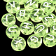 透明なアクリルビーズ  水平穴  混合文字  フラットラウンド  芝生の緑  7x4mm  穴：1.5mm  約3700個/500g TACR-N002-04G-1