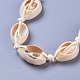 Collana di perline regolabili conchiglia e set di gioielli bracciali SJEW-JS01019-02-8