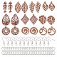 SUNNYCLUE 1 Box 74Pcs DIY 10 Pairs Wood Leaf Charms Bohemian Wooden Charm Earrings Making Starter Kit Double Sided Hollow Leaves Charms Summer Ocean Wave Boho Charm for Jewellery Making Kits Women DIY-SC0021-41-1