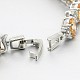 Noble Gift Ideas for Lady Platinum Tone Brass Pave Cubic Zirconia CZ Oval Link Bracelets BJEW-L434-13-3