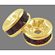 Séparateurs perles ronds en laiton doré avec strass grade A  RB-F016-18G-NF-1