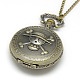 Halloween Jewelry Gifts Alloy Flat Round with Skull Pendant Necklace Pocket Watch WACH-N012-10-2