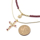 2 pièces 2 colliers pendentif croix et lune en zircone cubique sertis de perles de grenat naturel NJEW-JN04029-2