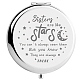 CREATCABIN Sister Compact Mirror Stainless Steel Stars Always There Personalized Mini Makeup Pocket Travel Engraved Mirrors Silver for Christmas Birthday Graduation Thanksgiving New Year Gifts DIY-WH0245-021-1