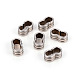 Breloques coulissantes/perles coulissantes en 201 acier inoxydable, pour la fabrication de bracelets en cuir, forme d'arachide avec motif de ligne, couleur inoxydable, 13x7.5x5mm, Trou: 11x5mm