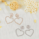 ANATTASOUL 2 Pairs 2 Colors Crystal Rhinestone Hollow Out Heart Dangle Stud Earrings EJEW-AN0001-26-7