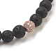 Bracelets extensibles en perles de lave naturelle BJEW-JB03839-04-2