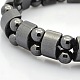 Magnetic Hematite Tow Row Rectangle and Round Beads Stretch Bracelets for Valentine's Day Gift BJEW-M066-11-2