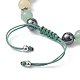 Braccialetto con perline intrecciate a forma di cuore in ottone e avventurina verde naturale BJEW-JB09703-02-4