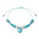 Bracelets de perles tressées turquoise synthétique coeur BJEW-JB09819-1