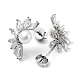 Cubic Zirconia Flower with Natural Pearl Stud Earrings EJEW-F318-13P-2