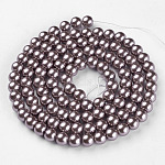 Abalorios de perla de vidrio, pearlized, redondo, púrpura, 8mm, agujero: 1 mm, aproximamente 100 pcs / cadena, 30.71 pulgada (78 cm)