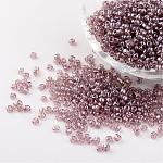 Perles de rocaille en verre rondes, trans. couleurs lustered, brun rosé, taille: environ 3mm de diamètre, Trou: 1mm, environ 1097 pcs/50 g