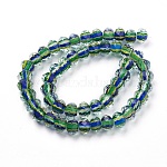 Handmade Lampwork Beads Strands, Faceted, Rondelle, Dark Green, 10.5~11.5x7.5~8mm, Hole: 2~2.5mm, about 51pcs/strand, 15.7 inch(40cm)