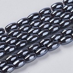 Perlas de hematita sintética no-magnética, oval, negro, 5x3mm, agujero: 0.8 mm, aproximamente 82 pcs / cadena