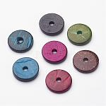 Tipos de colores, abalorios sueltas donuts de coco, 15x3mm, agujero: 3 mm