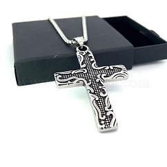 Collier hip-hop vintage en acier inoxydable pour homme, bijou avec croix et roue Amis
