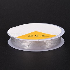 Hilo elástico elástico de cristal redondo, para pulseras, joyería de piedras preciosas, fabricación de abalorios, artesanía, Claro, 0.8mm, alrededor de 6.5 yarda (6 m) / rollo