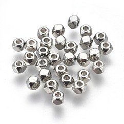 Abalorios de entrepieza de acero, tuerca de tornillo, Platino, 3.5x2.5mm, agujero: 1 mm