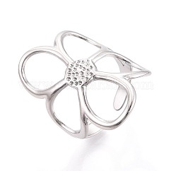 Verstellbare Manschettenringe aus 304er Edelstahl für Damen, Blume, Edelstahl Farbe, 30 mm, Innendurchmesser: 18 mm
