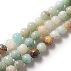 Brins de perles d'amazonite de fleurs naturelles, ronde, 8mm, Trou: 1mm, Environ 45~48 pcs/chapelet, 15.70'' (39.88 cm)