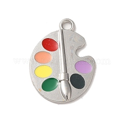 Anhänger aus Emaille-Legierung mit Abschlusssaison, Platin Farbe, Palette, 25x18x2.5 mm, Bohrung: 2 mm