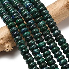 Cuentas de cuentas de crisocola natural y lapislázuli, rerondana plana, teñido, 8.5x5.5mm, agujero: 1 mm, aproximamente 73 pcs / cadena, 15.35'' (39 cm)